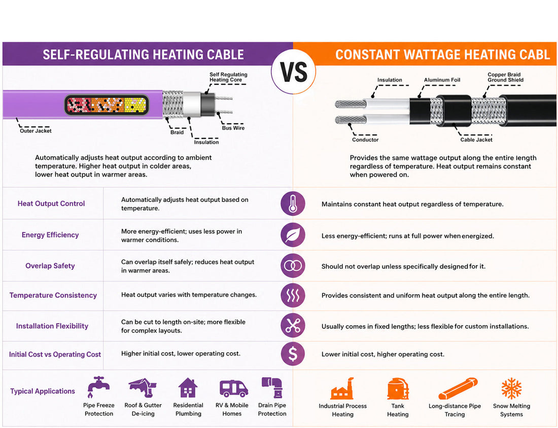 Self-Regulating vs. Constant Wattage Heating Cables