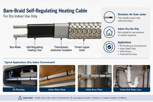 Bare-Braid Self-Regulating Heating Cables