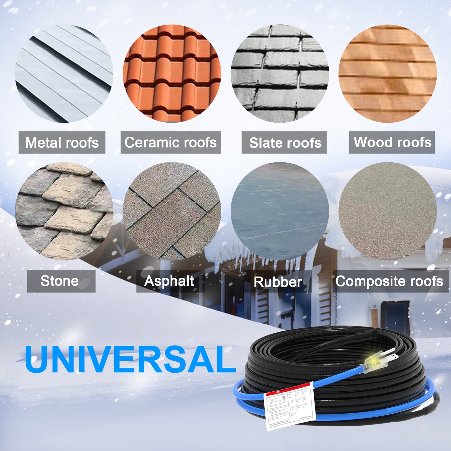 TDSF1-CT Self-Regulating Heat Tape for Water Pipes, ETL Certified, Ideal for Pipe Freeze Protection and Roof Deicing, 120V