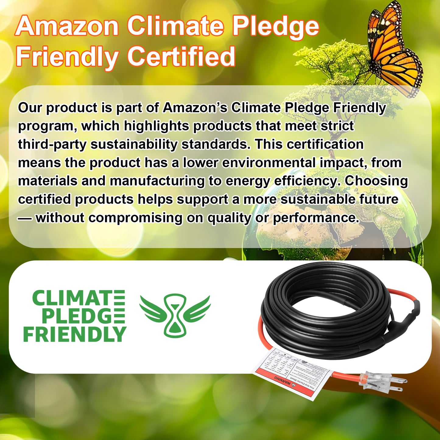 TOPDURE Pipe Heat Cable for Pipe Freeze Protection, Self-Regulating Heat Tape for Pipes of Metal and Plastic 3W/FT 120V