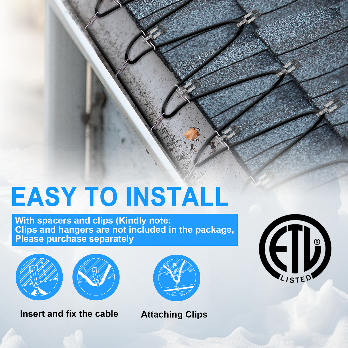 TDSF1-CT Self-Regulating Heat Tape for Water Pipes, ETL Certified, Ideal for Pipe Freeze Protection and Roof Deicing, 120V