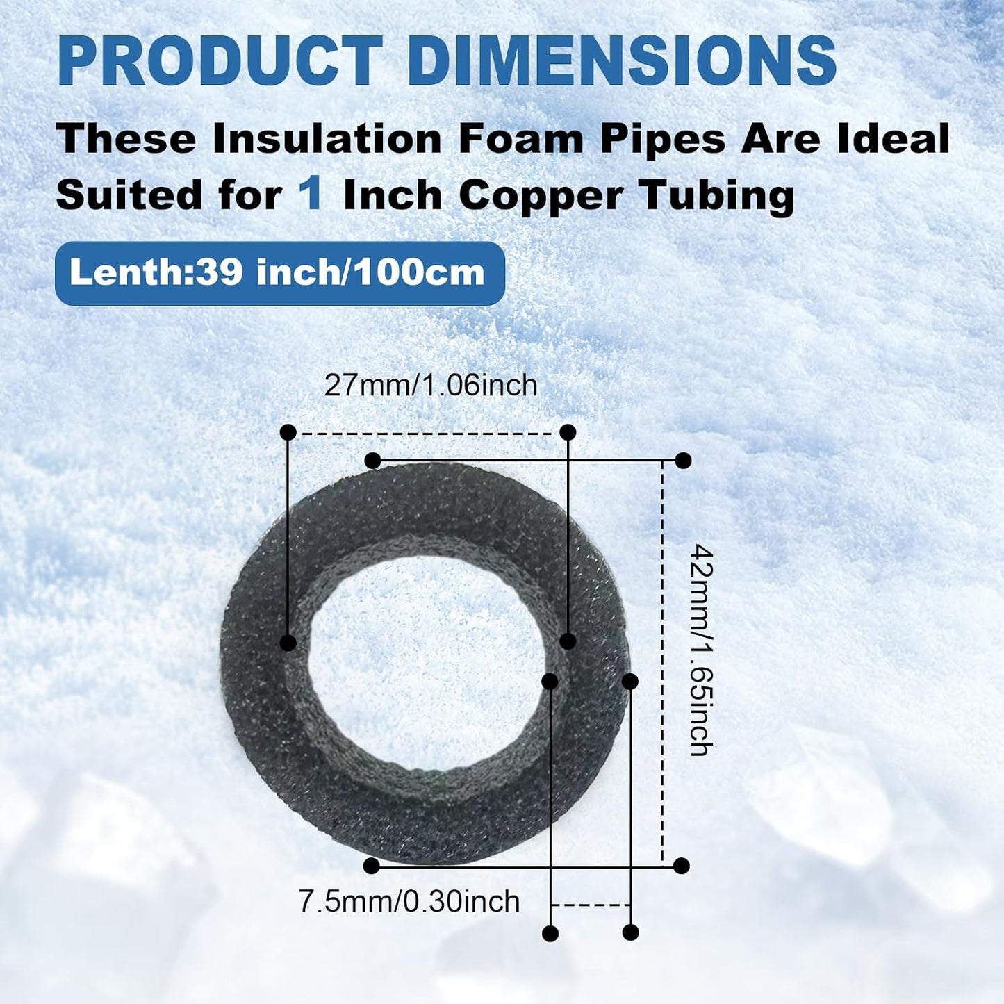 TOPDURE Foam Pipe Insulation Covers, 1" Water Pipe Freeze Protection, Foam Tube Wraps for Indoor and Outdoor Water Pipes