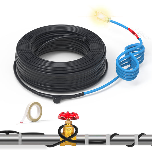 TOPDURE 5W/Feet 120V Self-Regulating Pre-Assembled Water Pipe Heat Cable for Pipe Freeze Protection, Energy-Saving Pipe Heating Cable Keeps Water Flowing at -40°F