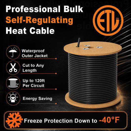 TOPDURE 5HTM Self Regulating Mobile Home Heat Tape Water Pipes Freeze Protection Heating Cable Roof De-icing Heat Trace, 5W/ft