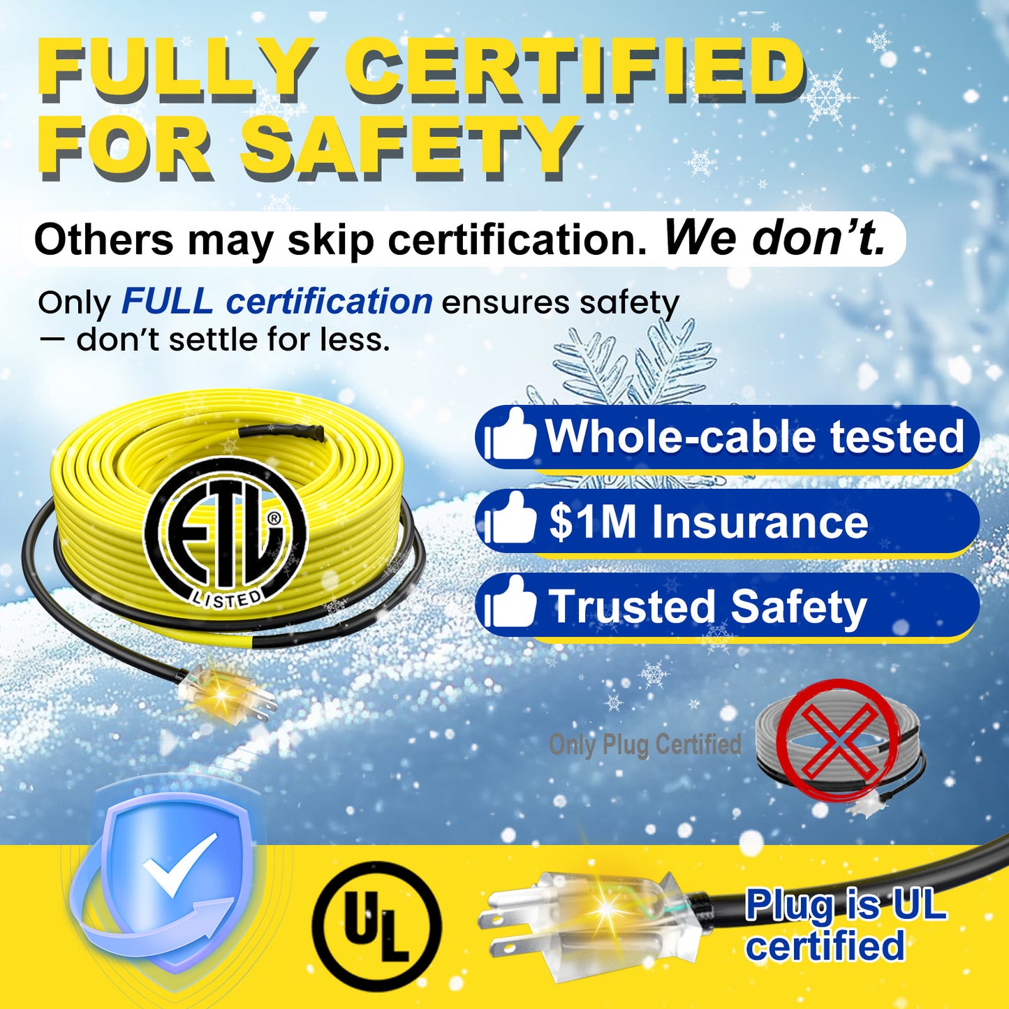TOPDURE Heating Cable for Pipe Freeze Protection Self-Regulating Heat Tape for Water Pipes for Metal and Plastic Pipes Energy-Saving Heat Trace Cable 120V 6W/FT