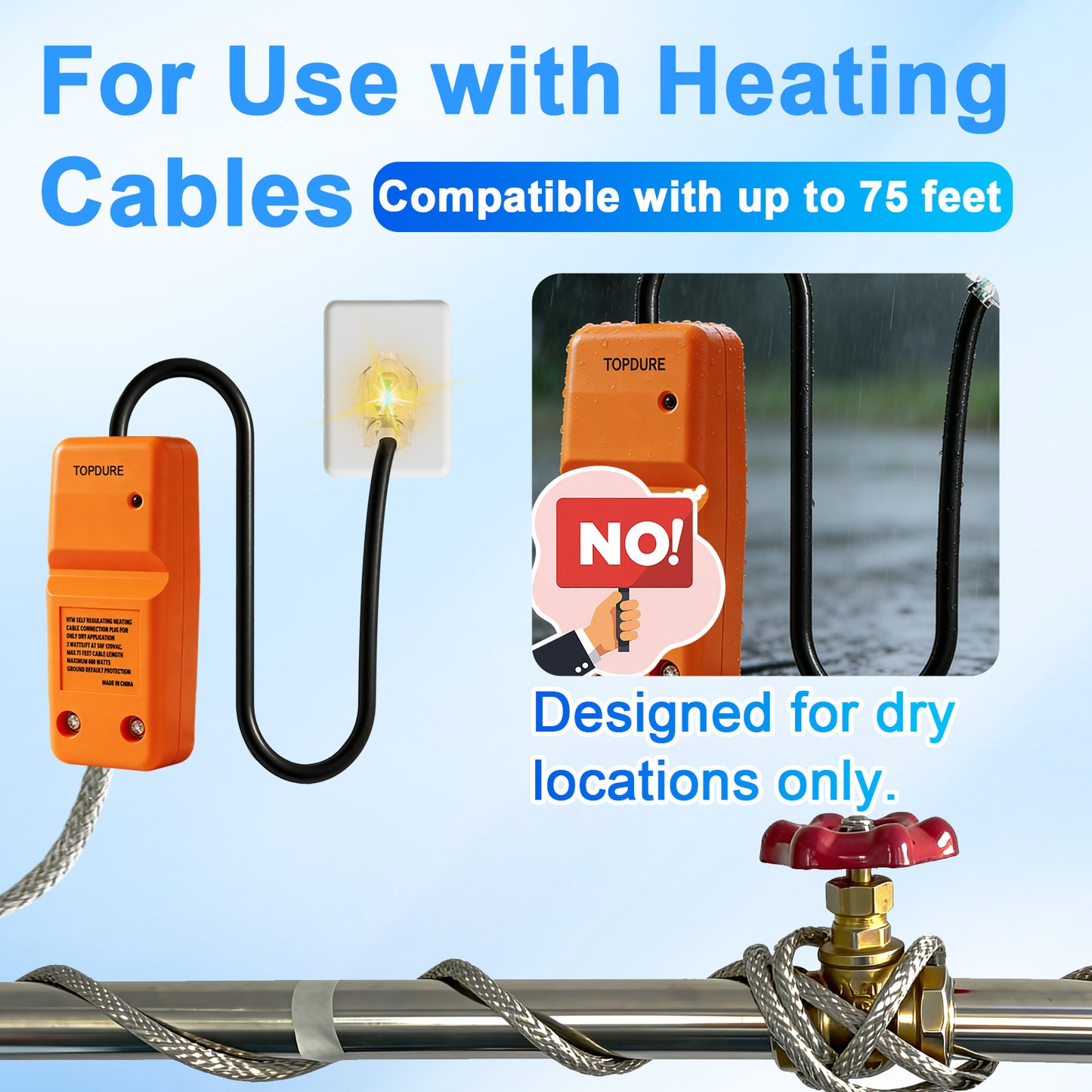 TOPDURE HTM Self-Regulating Heat Cable Plug-in Connection Kit Cable Accessory