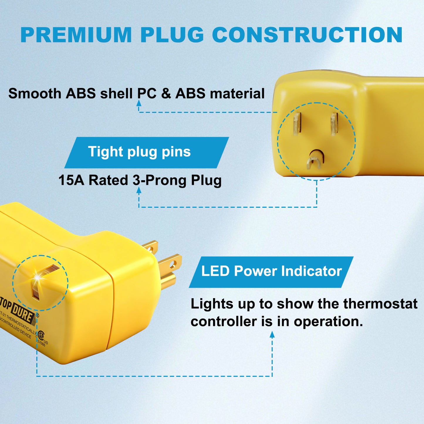 TOPDURE Freeze Thermostatically Controlled Outlet for Heating Cable On Below 38℉ and Off Over 50℉