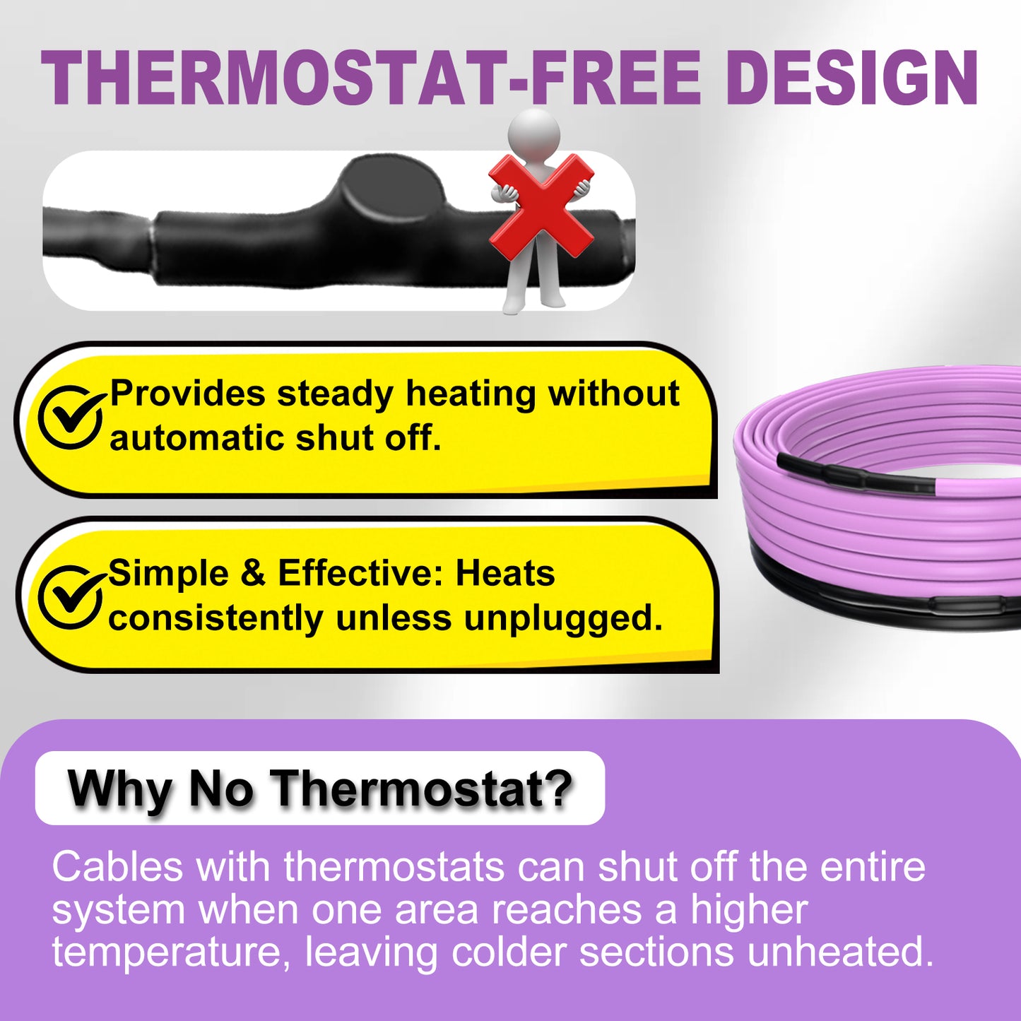 TOPDURE Self Regulating Heat Tape for Water Pipes Roof and Gutters Heating Cable with 6ft Lighted Plug