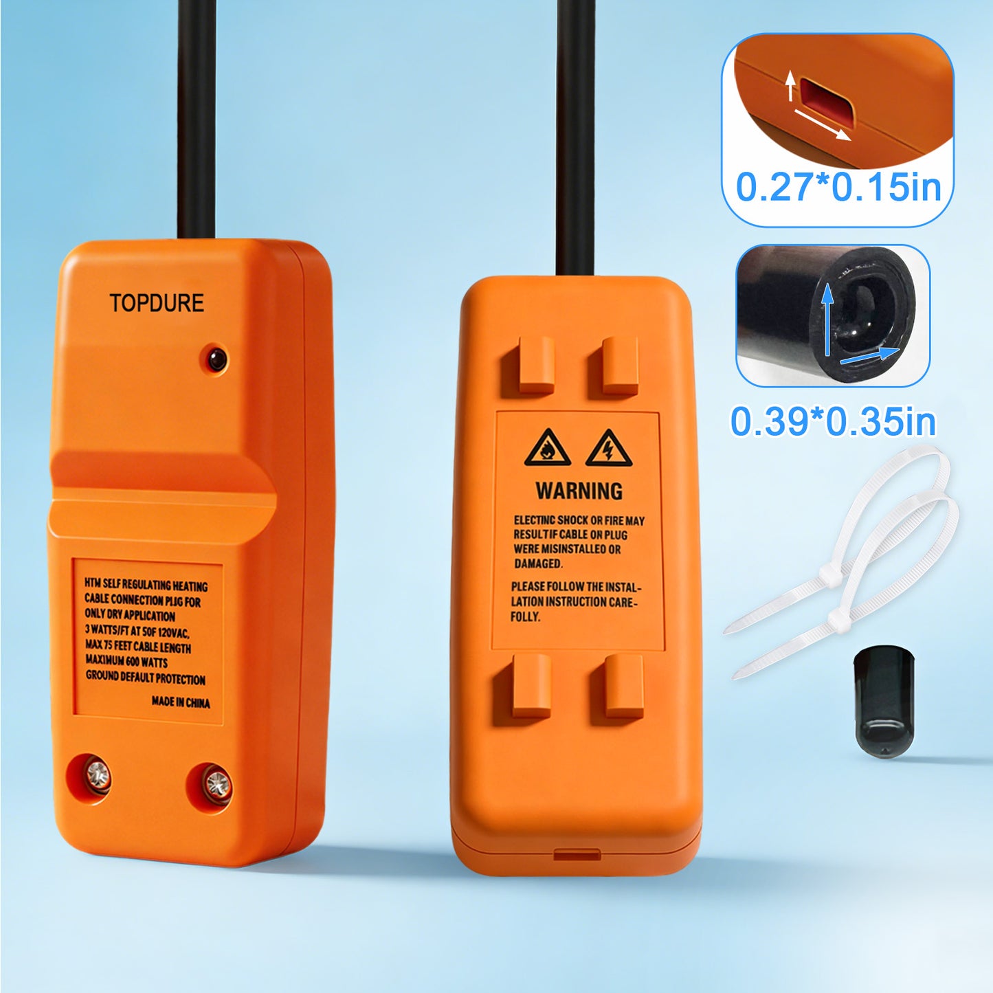 TOPDURE HTM Self-Regulating Heat Cable Plug-in Connection Kit Cable Accessory