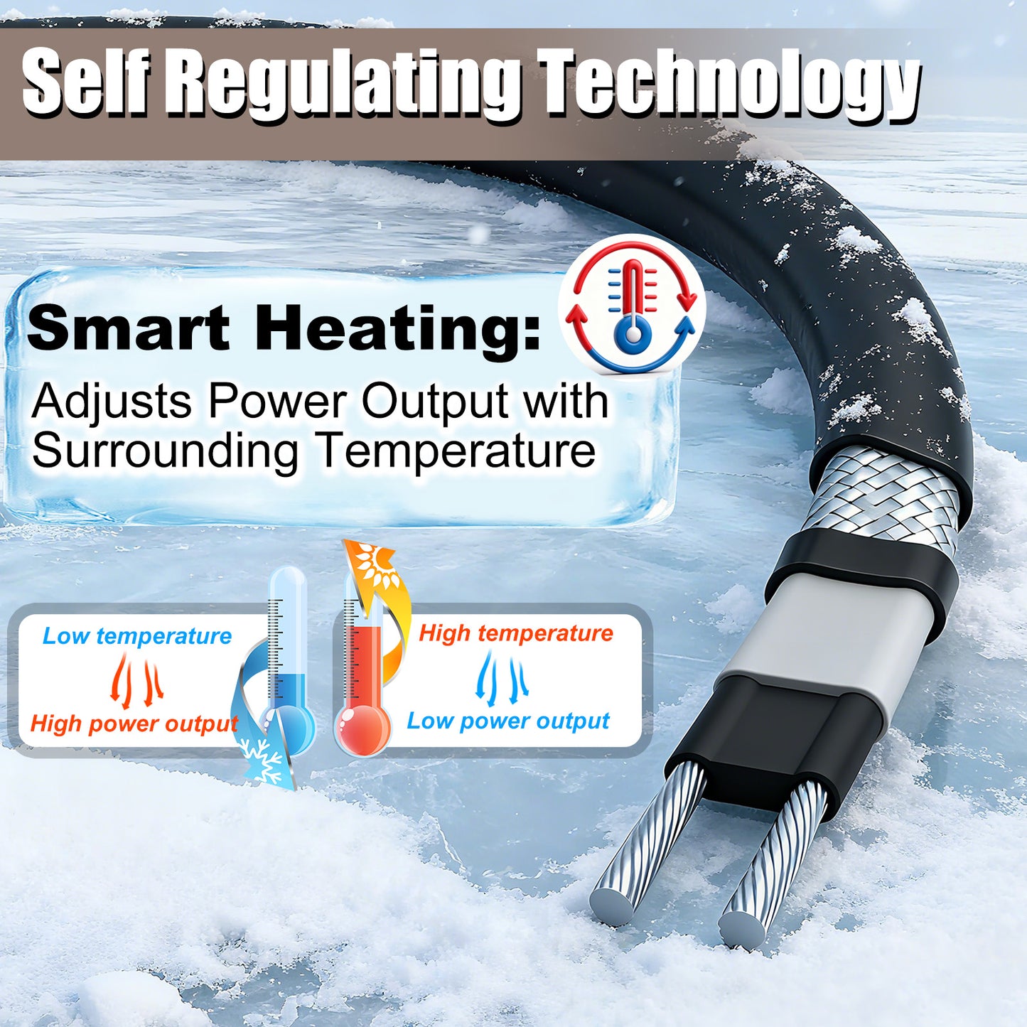 TOPDURE In Pipe Heating Cable Prevents Pipes from Freezing, Internal Self-regulating Heat Trace Cable for Safe Drinking Water, 120V