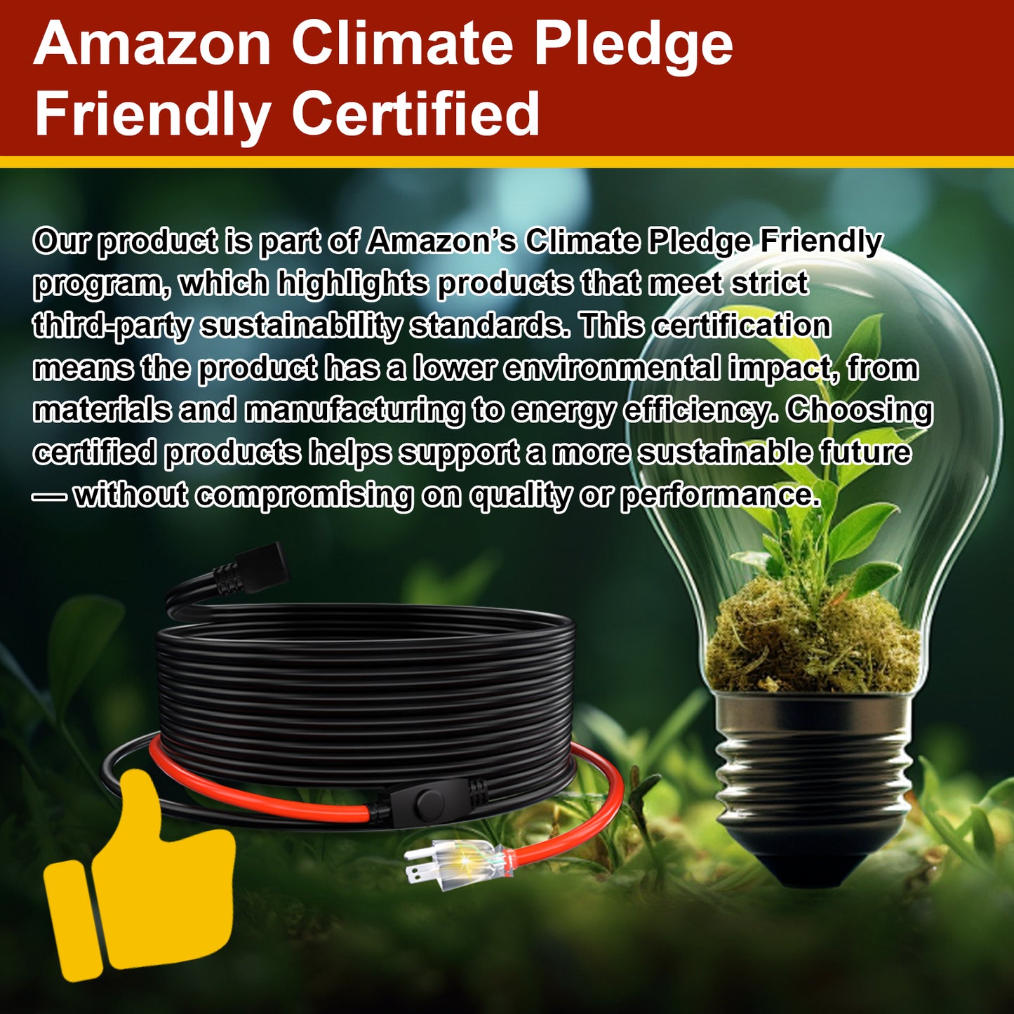 TOPDURE Heat Tape for Water Pipes Pipe Freeze Protect Heating Cable Keeps Water Flowing at -40°F with 3ft Lighted Plug, 120V