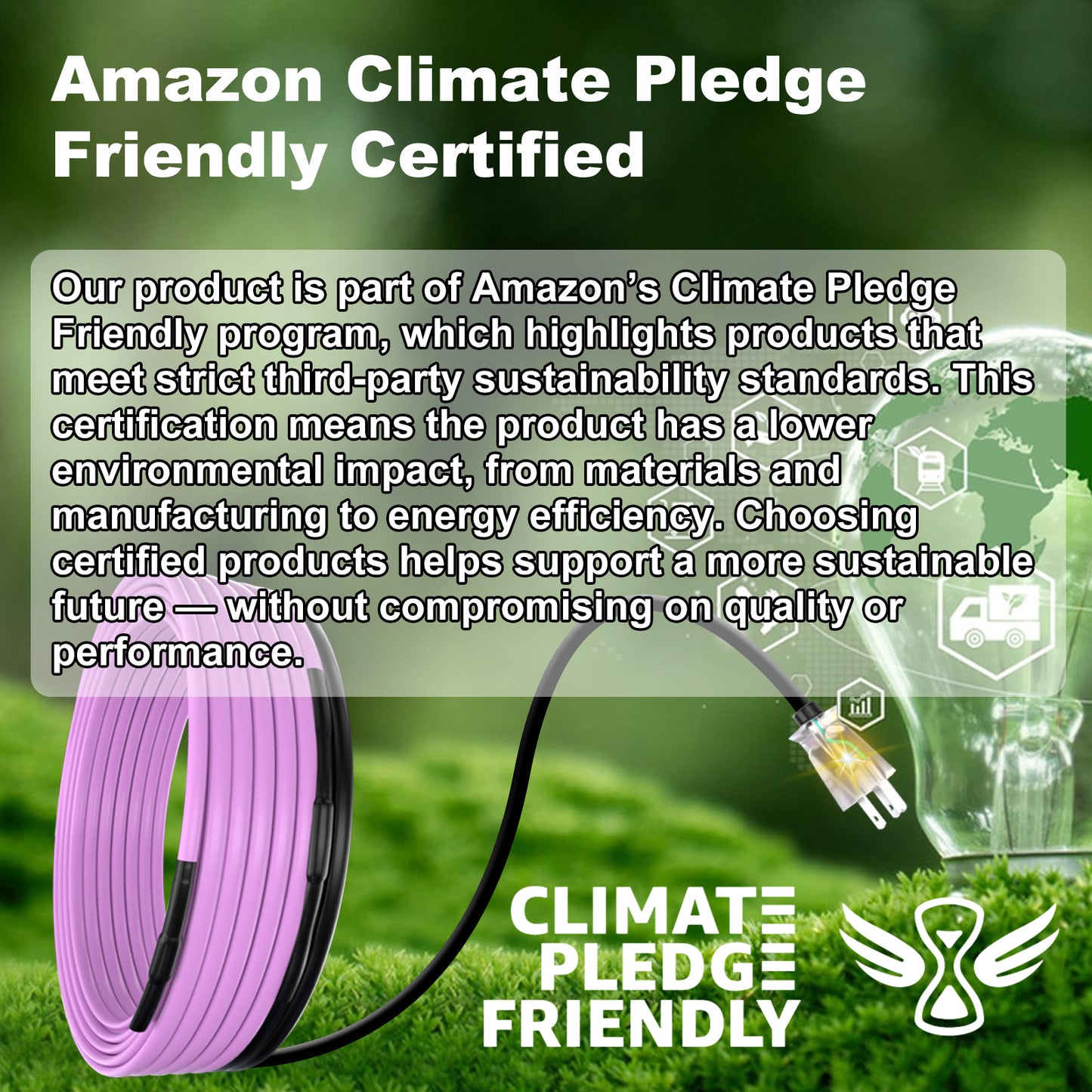 TOPDURE Self Regulating Heat Tape for Water Pipes Roof and Gutters Heating Cable with 6ft Lighted Plug