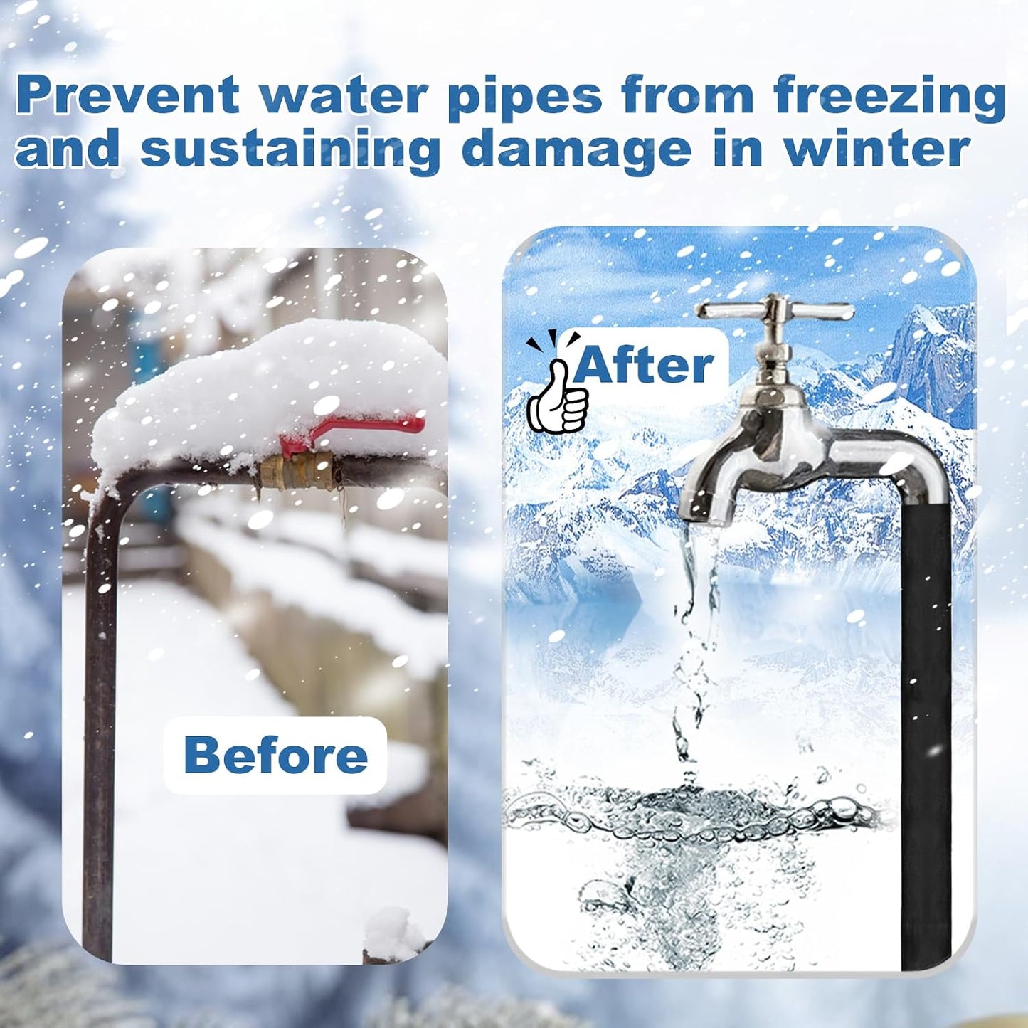 TOPDURE Foam Pipe Insulation Covers, 1" Water Pipe Freeze Protection, Foam Tube Wraps for Indoor and Outdoor Water Pipes