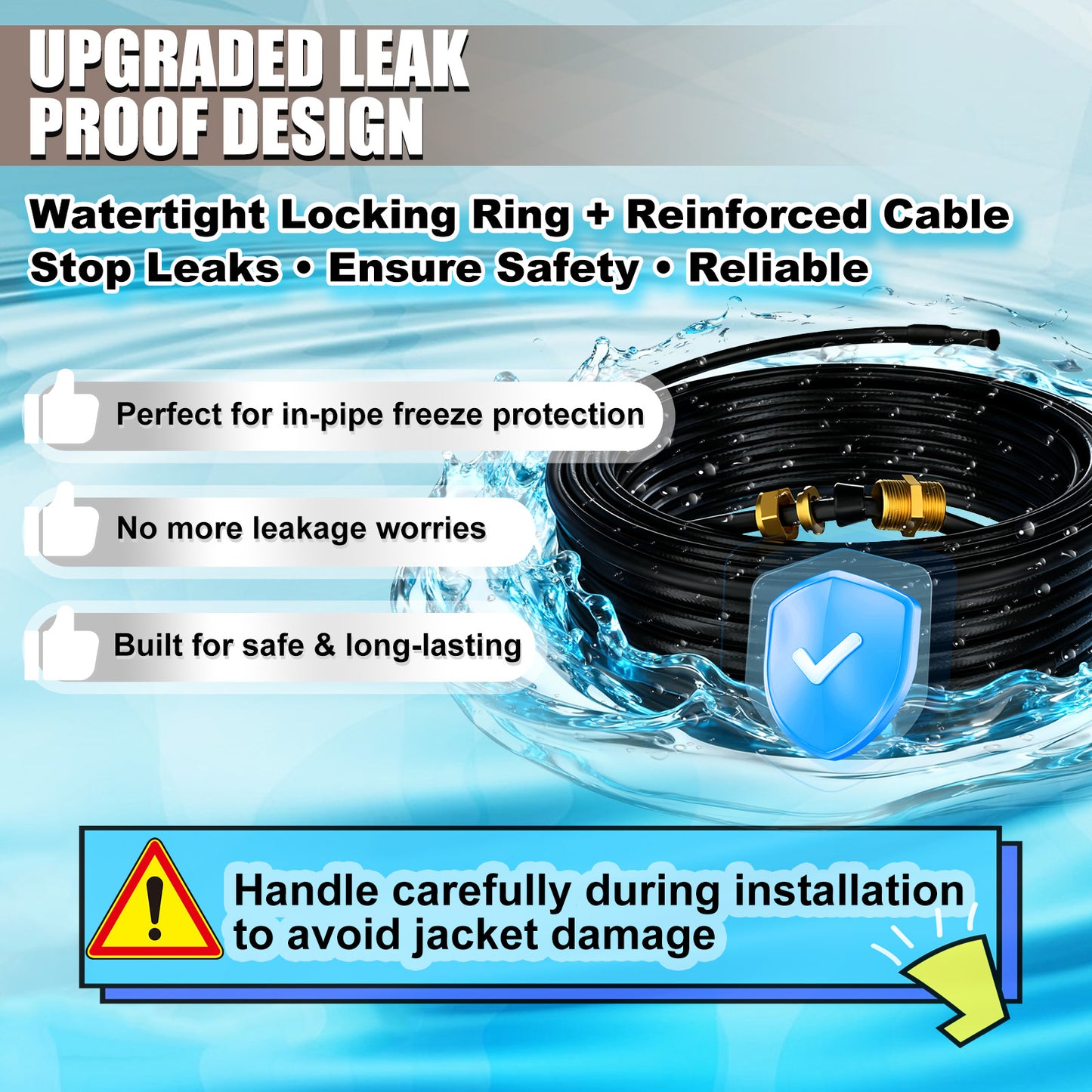 TOPDURE In Pipe Heating Cable Prevents Pipes from Freezing, Internal Self-regulating Heat Trace Cable for Safe Drinking Water, 120V