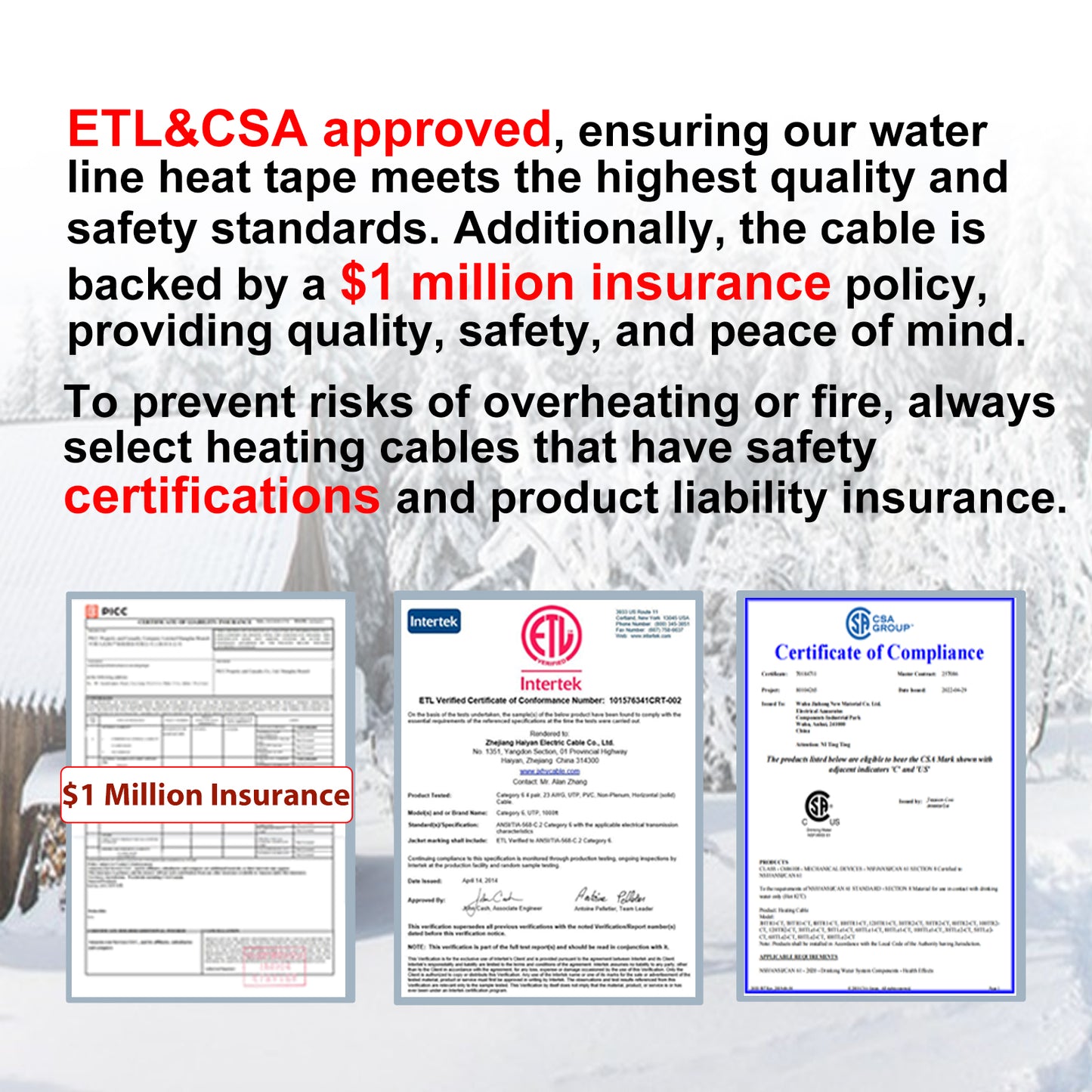 TDRD-F 20 feet Roof & Gutter Snow De-Icing Kit, 5W/ft Heat Tape for Roof and Gutters Ice Dam Prevention with Power Cold