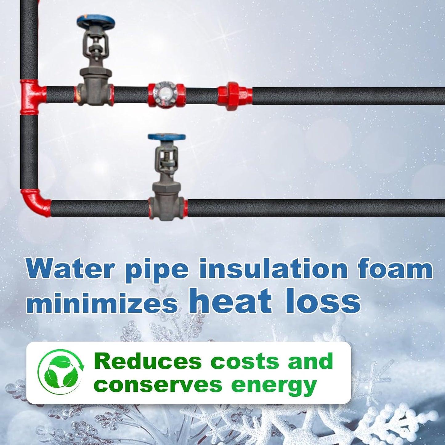 TOPDURE Foam Pipe Insulation Covers, 1" Water Pipe Freeze Protection, Foam Tube Wraps for Indoor and Outdoor Water Pipes