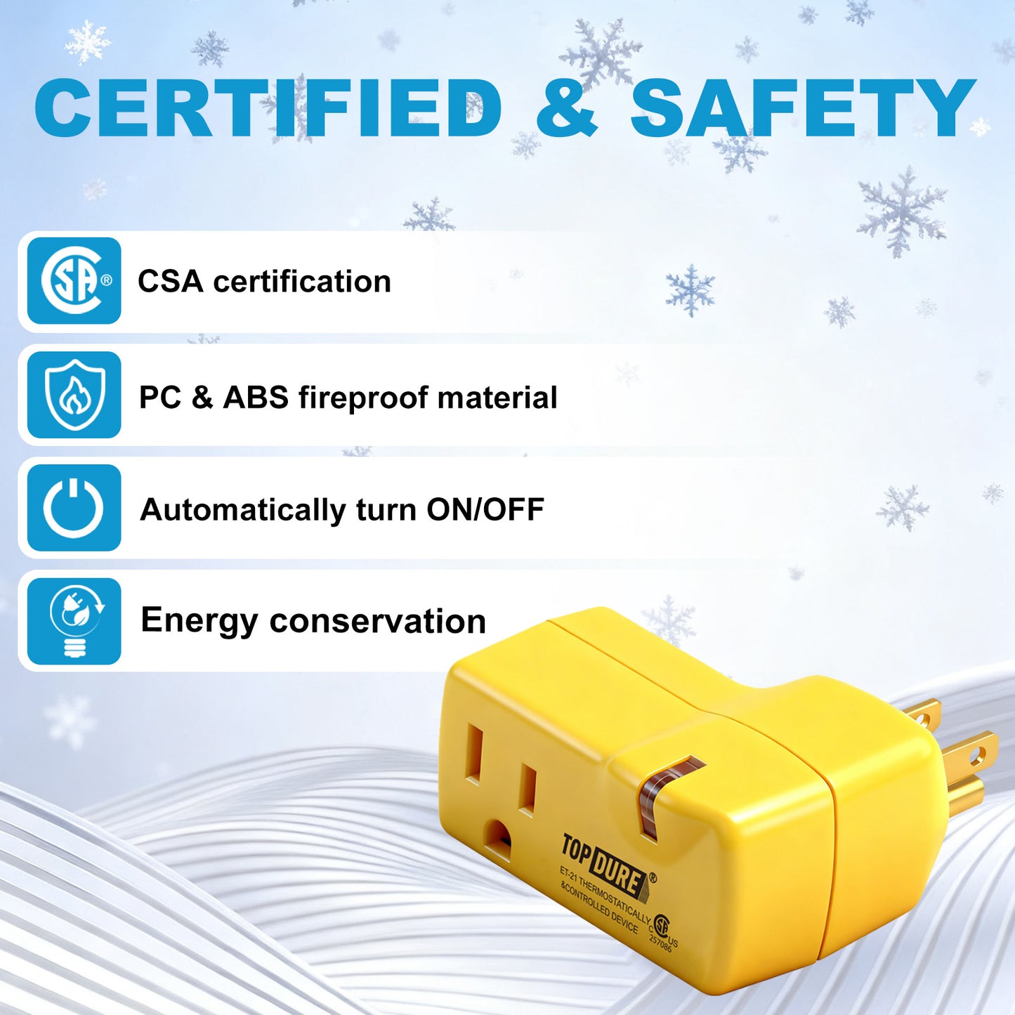 TOPDURE Freeze Thermostatically Controlled Outlet for Heating Cable On Below 38℉ and Off Over 50℉