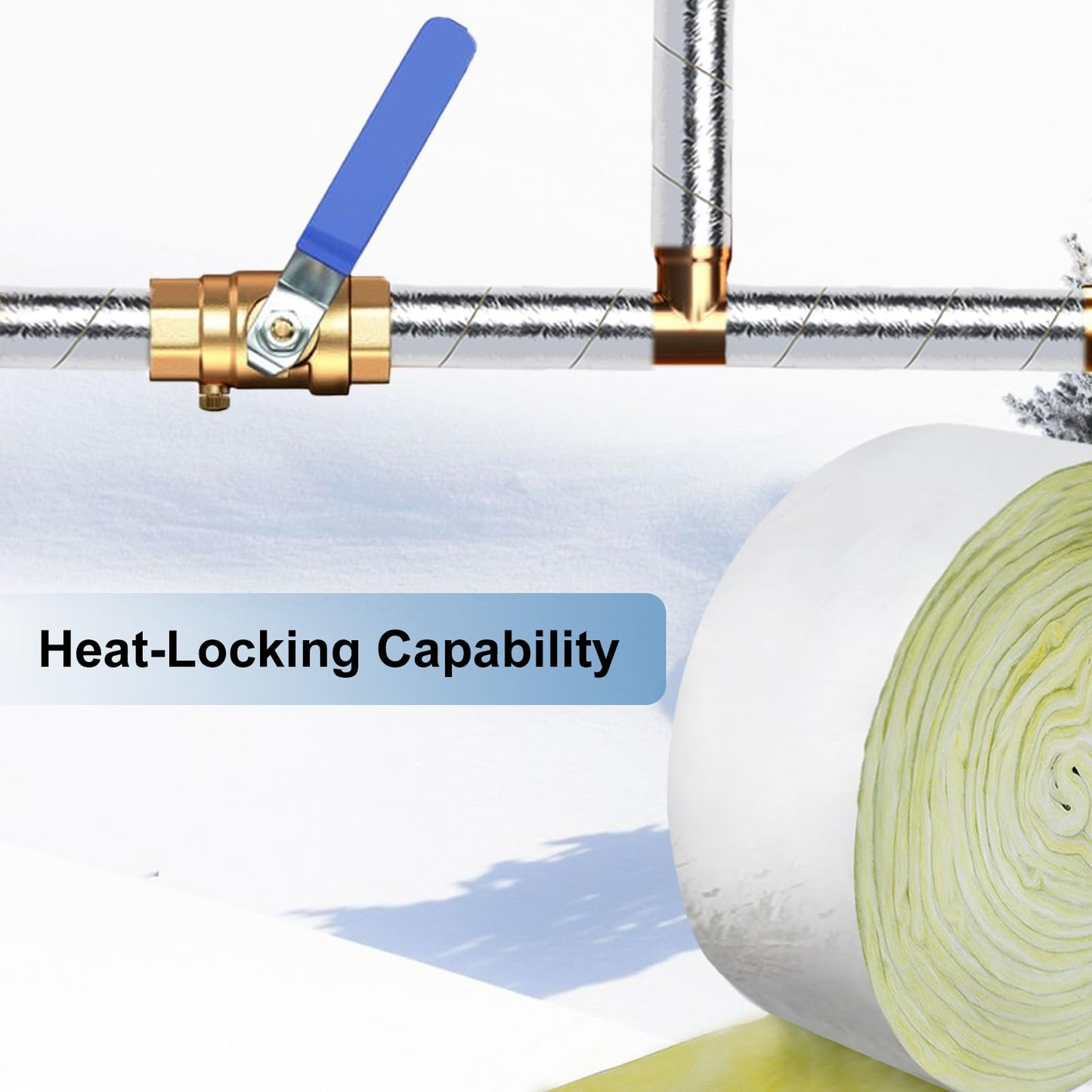 TOPDURE Foil-Backed Fiberglass Pipe Wrap Insulation, 1" Thick Pipe Insulation Wrap for Outdoor Water Pipes, 3" x 25FT, 2 Pack