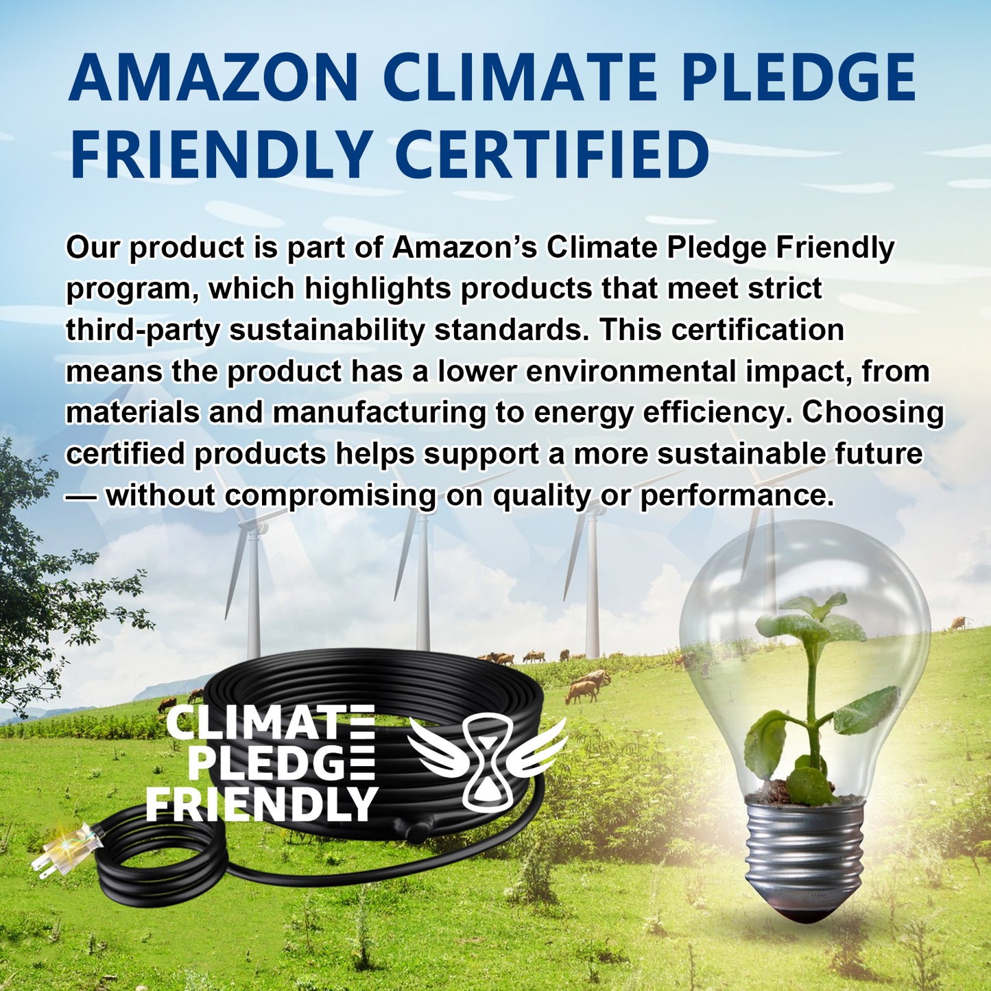 TOPDURE 7w/ft Constant Wattage Pipe Heat Cable - CSA/ETL Certified, Energy-Saving for Metal & Water-Filled Plastic Pipes, Keeps Water Flowing at -40°F, 120V