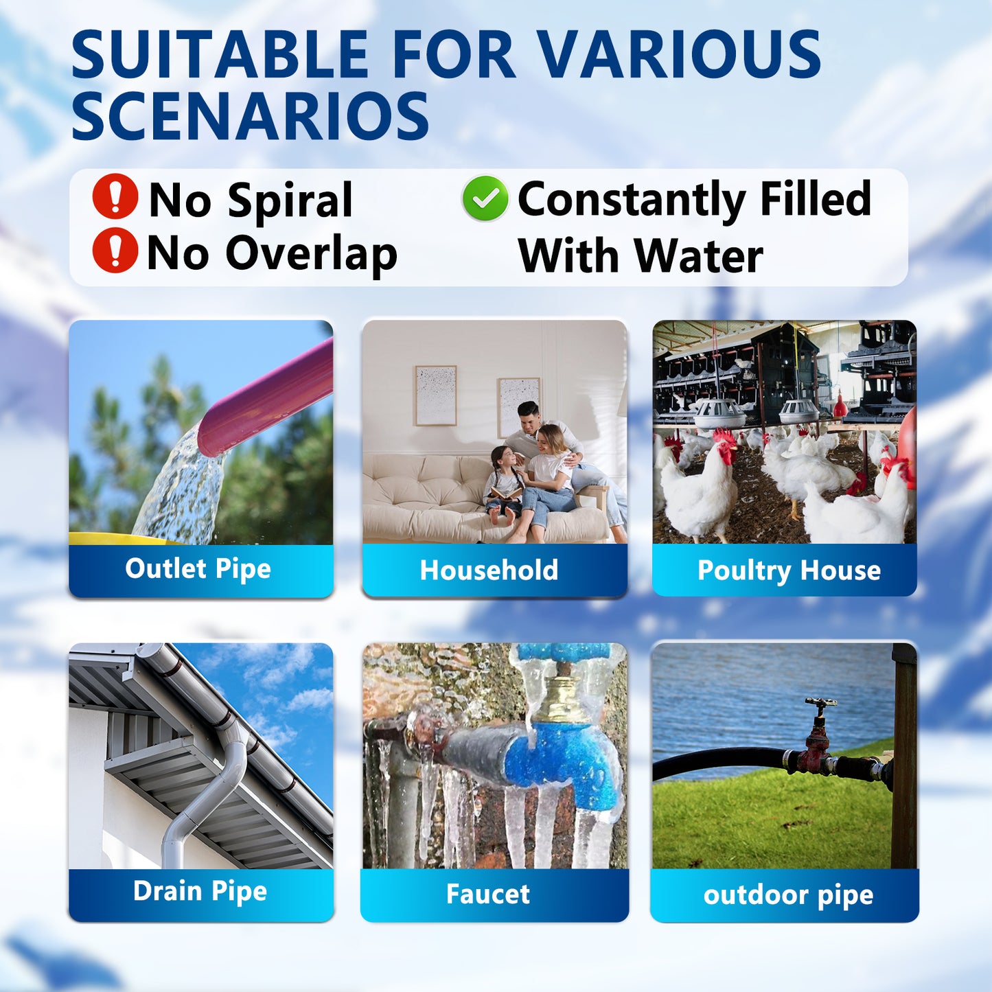 TOPDURE 7w/ft Constant Wattage Pipe Heat Cable - CSA/ETL Certified, Energy-Saving for Metal & Water-Filled Plastic Pipes, Keeps Water Flowing at -40°F, 120V